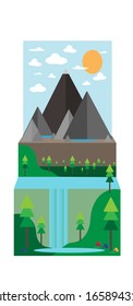  einzelne Vektorillustration 
Design der Naturlandschaften in den Bergen