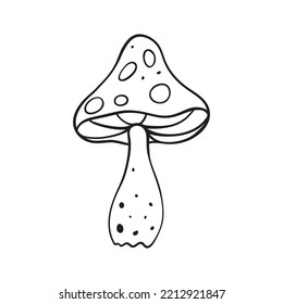 Isolated vector illustration of mushroom. Cute thin line icon for design, cover etc.	