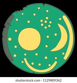 Isolated Vector Illustration Of The Nebra Sky Disk. Ancient Artifact From Germany.  Bronze Age Unetice Culture. Cartoon Style. On Black Background.