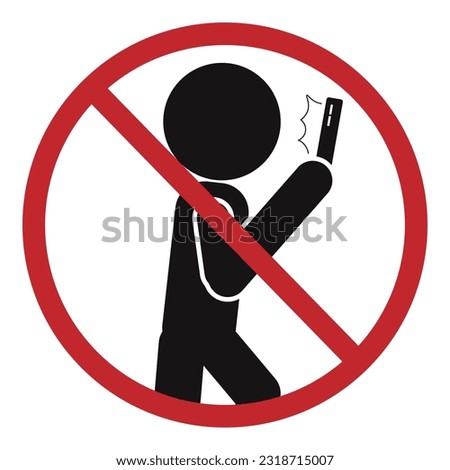Isolated vector illustration of No phone sign. No talking and calling wgile walking icon. Red cell prohibition. Vector black illustration in man calling with red circle crossed out