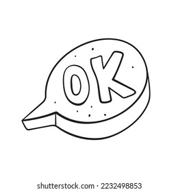 Isolated vector illustration of okay sign conversation bubble. Cute thin line icon for design, cover etc.	