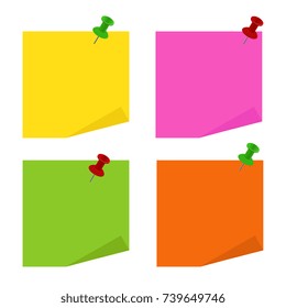 Isolated vector illustration on white background. Sticky with clip. 