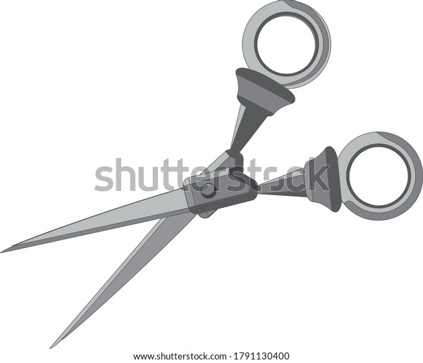 Isolated Vector Illustration Open Monochrome Scissors Stock Vector ...