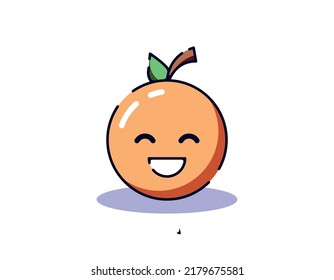 Isolated vector illustration of orange with bright smile. Suitable for web sites, apps, books, advertisement etc 