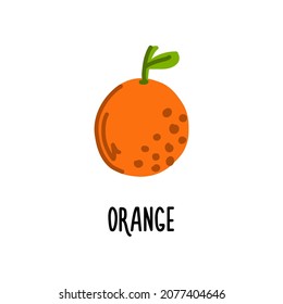 Isolated vector illustration of orange on a white background. Clipart for baby food catalog