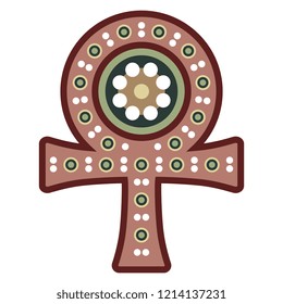 Isolated vector illustration. Ornate ankh cross. Ancient Egyptian symbol of life force. Based on ethnic Coptic motif.