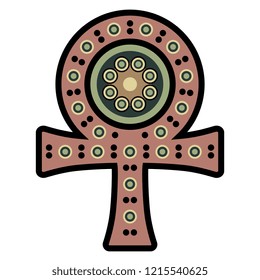Isolated vector illustration. Ornate ankh cross. Ancient Egyptian symbol of life force. Based on ethnic Coptic motif.