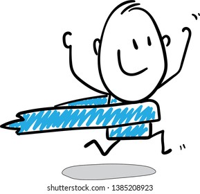 
isolated vector illustration outline hand drawn doodle line art cartoon design character. Man winner of competition