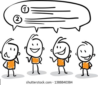 Isolated Vector Illustration Outline Hand Drawn Doodle Line Art Cartoon Design Character. People Conversation 
