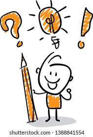 isolated vector illustration outline hand drawn doodle line art cartoon design character.
People with the idea