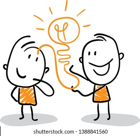 isolated vector illustration outline hand drawn doodle line art cartoon design character.
People with the idea