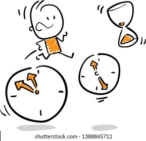 isolated vector illustration outline hand drawn doodle line art cartoon design character.
Business man is out of time