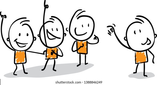 ilustración vectorial aislada esbozar el dibujo a mano del dibujo de la línea de doodle caricatura carácter de diseño de caricatura. Cooperación comercial, amistad
