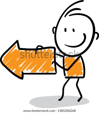 
isolated vector illustration outline hand drawn doodle line art cartoon design character. Man with left arrow