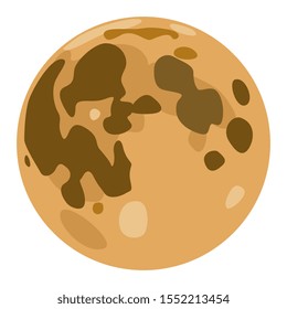 Isolated vector illustration. Planet Moon. Flat cartoon style.
