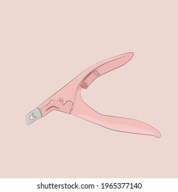 Einzige Vektorgrafik des professionellen Nagelschneiders. Elegantes rosafarbenes Manikürwerkzeug.