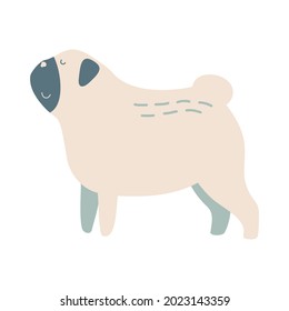 Isolated vector illustration of a Pug dog