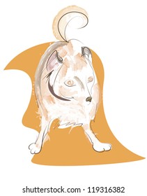 isolated vector illustration red dog on a white background