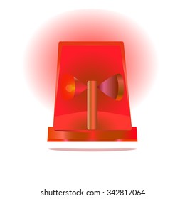 an isolated vector illustration of a red flashing siren