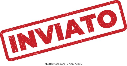 Ilustração vetorial isolada de um selo retangular vermelho com cantos arredondados, estilo texturizado e a palavra Inviato (italiano para enviado), para uso em design gráfico, web e apresentações.