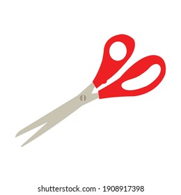 Isolated vector illustration of red scissors on white