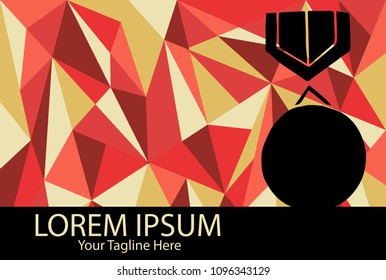 Isolated Vector Illustration Red and Yellow Polygon Geometric of Medal. Flat, Icon, Sign, Logo, Symbol, Object, Graphic Design, Element, Background, Print.