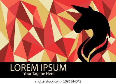 Isolated Vector Illustration Red and Yellow Polygon Geometric of Unicorn. Flat, Icon, Sign, Logo, Symbol, Object, Graphic Design, Element, Background, Print.