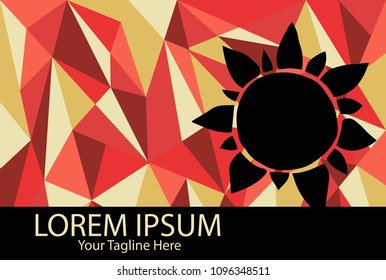 Isolated Vector Illustration Red and Yellow Polygon Geometric of Sun. Flat, Icon, Sign, Logo, Symbol, Object, Graphic Design, Element, Background, Print.