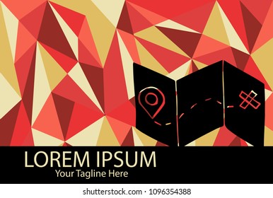 Isolated Vector Illustration Red and Yellow Polygon Geometric of GPS Travel Destination. Flat, Icon, Sign, Logo, Symbol, Object, Graphic Design, Element, Background, Print.
