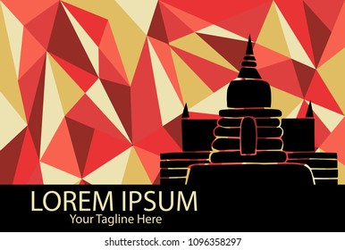 Isolated Vector Illustration Red and Yellow Polygon Geometric of Thailand Temple. Flat, Icon, Sign, Logo, Symbol, Object, Graphic Design, Element, Background, Print.