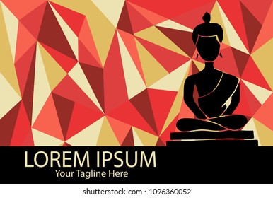 Isolated Vector Illustration Red and Yellow Polygon Geometric of Thailand Buddha. Flat, Icon, Sign, Logo, Symbol, Object, Graphic Design, Element, Background, Print.