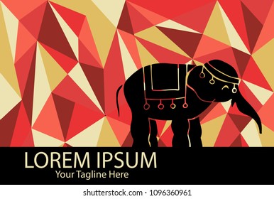 Isolated Vector Illustration Red and Yellow Polygon Geometric of Thailand Elephant. Flat, Icon, Sign, Logo, Symbol, Object, Graphic Design, Element, Background, Print.