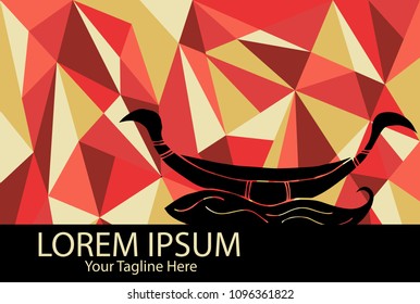 Isolated Vector Illustration Red and Yellow Polygon Geometric of Thailand Boat. Flat, Icon, Sign, Logo, Symbol, Object, Graphic Design, Element, Background, Print.