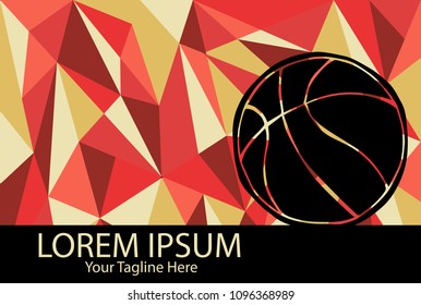 Isolated Vector Illustration Red and Yellow Polygon Geometric of Basketball. Flat, Icon, Sign, Logo, Symbol, Object, Graphic Design, Element, Background, Print.