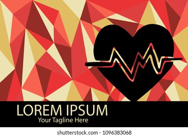Isolated Vector Illustration Red and Yellow Polygon Geometric of Heart ECG. Flat, Icon, Sign, Logo, Symbol, Object, Graphic Design, Element, Background, Print.