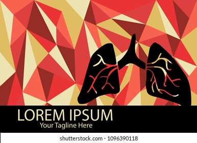 Isolated Vector Illustration Red and Yellow Polygon Geometric of Lungs. Flat, Icon, Sign, Logo, Symbol, Object, Graphic Design, Element, Background, Print.