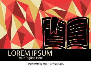 Isolated Vector Illustration Red and Yellow Polygon Geometric of Book School. Flat, Icon, Sign, Logo, Symbol, Object, Graphic Design, Element, Background, Print.