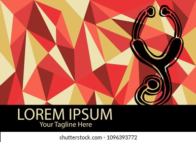 Isolated Vector Illustration Red and Yellow Polygon Geometric of Stethoscope. Flat, Icon, Sign, Logo, Symbol, Object, Graphic Design, Element, Background, Print.