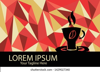 Isolated Vector Illustration Red and Yellow Polygon Geometric of Coffee Drinks. Flat, Icon, Sign, Logo, Symbol, Object, Graphic Design, Element, Background, Print.