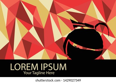 Isolated Vector Illustration Red and Yellow Polygon Geometric of Coffee Drinks. Flat, Icon, Sign, Logo, Symbol, Object, Graphic Design, Element, Background, Print.