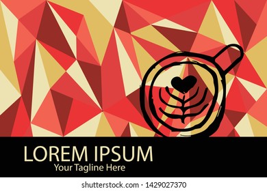Isolated Vector Illustration Red and Yellow Polygon Geometric of Coffee Drinks. Flat, Icon, Sign, Logo, Symbol, Object, Graphic Design, Element, Background, Print.
