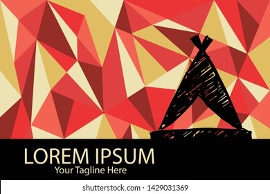 Isolated Vector Illustration Red and Yellow Polygon Geometric of Camping Tent. Flat, Icon, Sign, Logo, Symbol, Object, Graphic Design, Element, Background, Print.