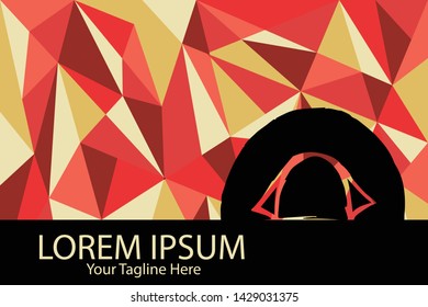 Isolated Vector Illustration Red and Yellow Polygon Geometric of Camping Tent. Flat, Icon, Sign, Logo, Symbol, Object, Graphic Design, Element, Background, Print.