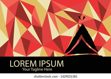 Isolated Vector Illustration Red and Yellow Polygon Geometric of Camping Tent. Flat, Icon, Sign, Logo, Symbol, Object, Graphic Design, Element, Background, Print.