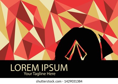 Isolated Vector Illustration Red and Yellow Polygon Geometric of Camping Tent. Flat, Icon, Sign, Logo, Symbol, Object, Graphic Design, Element, Background, Print.