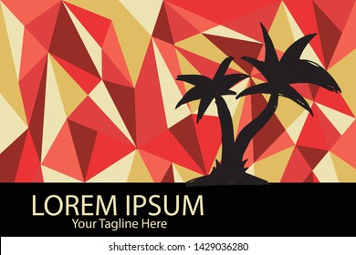Isolated Vector Illustration Red and Yellow Polygon Geometric of Palm Tree for Summer. Flat, Icon, Sign, Logo, Symbol, Object, Graphic Design, Element, Background, Print.