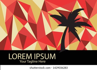 Isolated Vector Illustration Red and Yellow Polygon Geometric of Palm Tree for Summer. Flat, Icon, Sign, Logo, Symbol, Object, Graphic Design, Element, Background, Print.