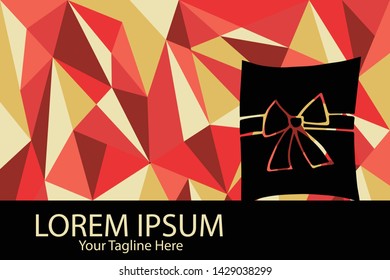 Isolated Vector Illustration Red and Yellow Polygon Geometric of Holiday, Christmas and Birthday Gift Box. Flat, Icon, Sign, Logo, Symbol, Object, Graphic Design, Element, Background, Print.