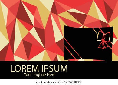 Isolated Vector Illustration Red and Yellow Polygon Geometric of Holiday, Christmas and Birthday Gift Box. Flat, Icon, Sign, Logo, Symbol, Object, Graphic Design, Element, Background, Print.