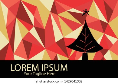Isolated Vector Illustration Red and Yellow Polygon Geometric of Christmas Tree. Flat, Icon, Sign, Logo, Symbol, Object, Graphic Design, Element, Background, Print.